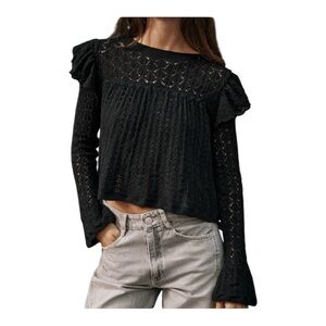 Zara Pointelle Knit Romantic Top